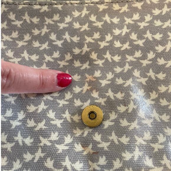 Fossil Crossbody - Blue & Grey Birds, Coated Canvas *STAINS* - Picture 3 of 8